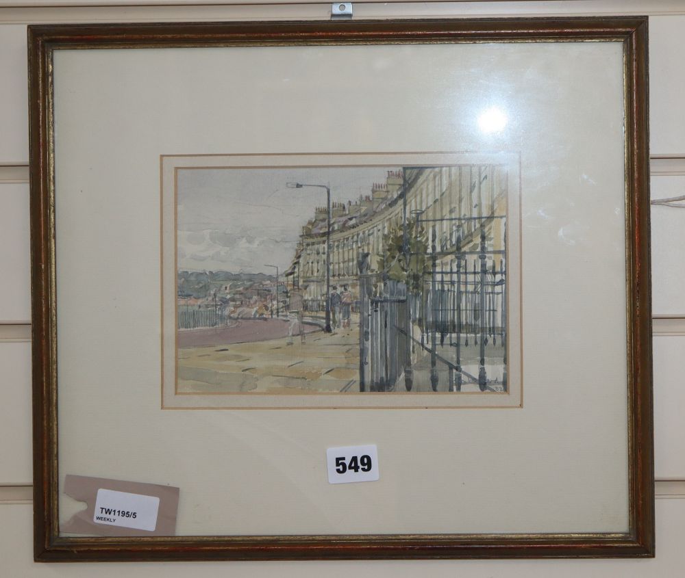 Ken Howard (b. 1932), Lansdowne Terrace, Bath, signed and dated 82, watercolour, 14cm x 20cm